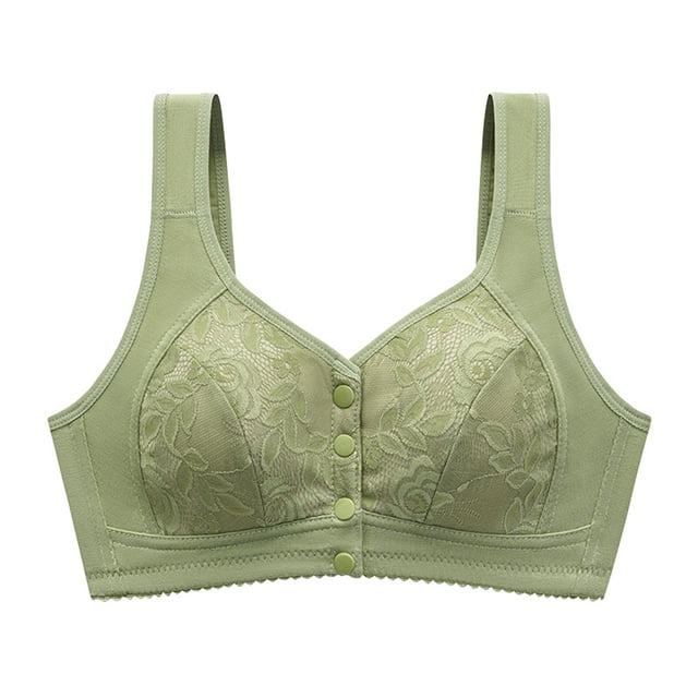 Bigersell Front Close Sports Bras for Women Daisy Bras Front Closure Bras for Older Women Bras for Older Women Front Closure Bra Front Closure R-12-Green 4XL