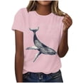 thumbnail image 1 of Tnhcen T-Shirt de Base à Manches Courtes d'Été à Col Rond pour Femme avec Imprimé d'Animaux Marins / Extensible, Respirant, Grande Taille (P-3TG) / Décontracté, Plage, Usage Quotidien, 1 of 4