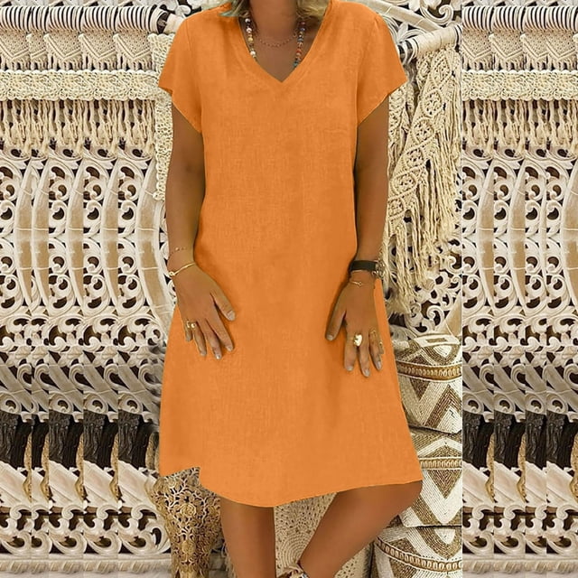 CHOK Robes d'Été pour Femmes Liquidation Robe pour Femmes Amincissante Dos Nu Imprimée Manches Courtes Robe à Épaules Dénudées Noir