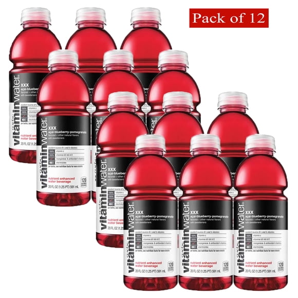 Glaceau Vitaminwater XXX Acai-Blueberry-Pomegranate, 20 Fl Oz (591 ml Bottle) (Pack of 12 Bottles)