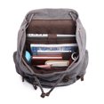 thumbnail image 3 of KAUKKO Vintage Casual Canvas and Leather Rucksack Backpack (Canvas Grey2pc), 3 of 5