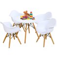 thumbnail image 1 of Gymax Ensemble de 5 Pcs Table Ronde et Chaises pour Enfants avec 4 Fauteuils Blancs, 1 of 10