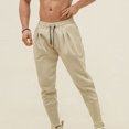 thumbnail image 1 of LSLJS Men Casual Mode Lacets Élastiques Taille Mi-Haute Poche Extensible Sports Pants, 1 of 5