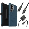 thumbnail image 1 of OtterBox Galaxy S24 Ultra (Seulement) Ensemble : Étui Defender Series Pro - Manoeuvre (Bleu) - Robuste et Durable - avec Protection de Port - Étui-Clip Inclus - Trousse de Recharge Murale USB-C vers USB-C, 20 W., 1 of 10