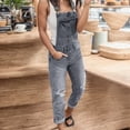 thumbnail image 2 of Bmisegm Women's Denim Ripped Overalls, Grey, S, 2 of 6