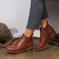 thumbnail image 4 of LOVZFMLL Boots for Women Ankle Chelsea Boots Side Zipper Pointy Toe Slip Resistant Low Block Heel Leather Fall Winter Fashion, 4 of 8