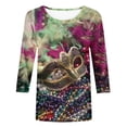 thumbnail image 1 of T-shirts de Mardi Gras pour Femmes Grande Taille, T-Shirts de Croisière de Carnaval, Masque Pailleté Graphique Vêtements de Mardi Gras Femmes Grande Taille, Mode T-Shirts à Imprimé Masque pour Femmes Manches 3/4 Col Rond Hauts de Carnaval, 1 of 5