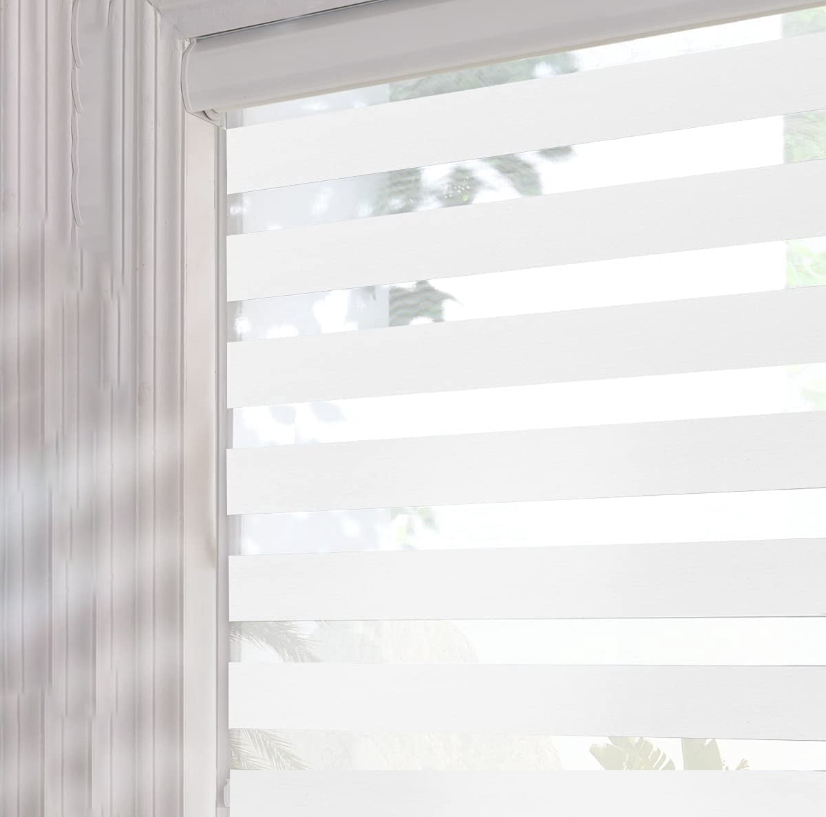 Cordless Zebra Roller Blinds, Day and Night Sheer Blinds, White