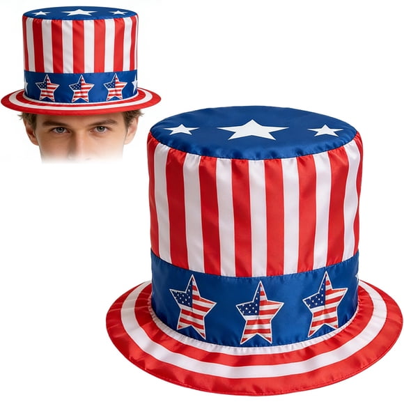 New Independence Day Hat Uncle Top Hat Patriotic Decoration Props American Flag Tall Hat