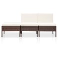 thumbnail image 2 of vidaXL 3 Piece Garden Lounge Set with Cushions Poly Rattan Brown, 2 of 5