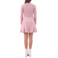 thumbnail image 3 of INSPIRE CHIC Robe Élégante à Volants pour Femme en Faux Suède à Col Rond à Manches Longues P Rose, 3 of 6