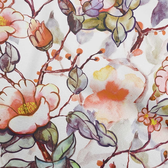 oneOone Cotton Flex Orange Fabric Florals Sewing Craft Projects Fabric Prints By Yard 40 Inch Wide
