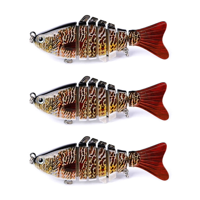 Lot de 3 Leurres de Pêche Eau Salée Appâts Réutilisables avec Perle Attraction Extérieure Swimbaits Artificiels Crankbait 10cm Type 13