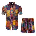 thumbnail image 2 of Men‘s Summer 2-Piece Beach Printed Short Sleeve Shirts & Shorts Pants Sets Note Please Buy One Or Two Sizes Larger, 2 of 3