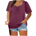 thumbnail image 2 of AherBiu Plus Size Womens T Shirts Loose Fitting Solid Tees Workout Gym Athletic Running Short Sleeve Tops, 2 of 6