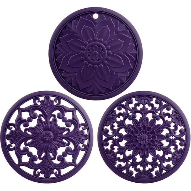Trivets for Hot Dishes Hot Pads Kitchen Silicone Pot Holders Silicone Mats for Kitchen Counter Trivet for Hot Pots & Pans Heat Mat for Table Round Trivet Mat Set