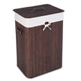thumbnail image 1 of Costway Rectangle Bamboo Hamper Laundry Basket Washing Cloth Bin Lid Brown, 1 of 9