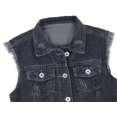 thumbnail image 4 of Womens Distressed Denim Button Up Sleeveless Crop Vest, Grey, Medium, 4 of 5