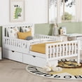 thumbnail image 2 of MODERNLUXE Lit Plateforme en Bois Format Simple avec 2 Tiroirs de Rangement et Garde-Corps, Cadre de Lit Style Ferme pour Enfants Ados Adultes, Blanc, 2 of 8