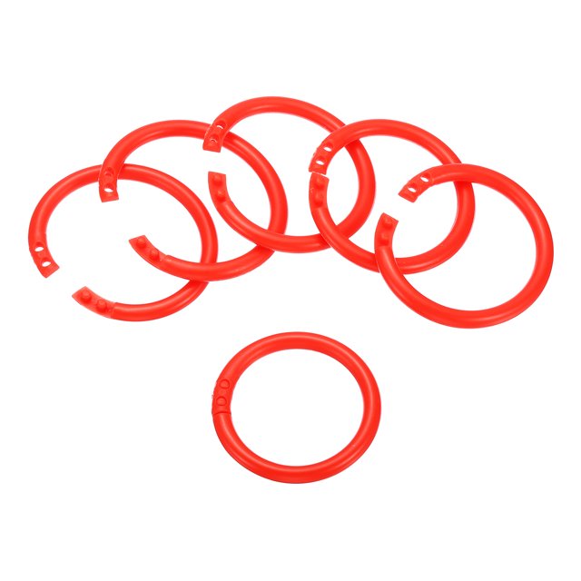 Unique Bargains 1.8' OD 1.4' ID Loose Leaf Rings Binder Ring, Red, 50 Count, 50 Pack