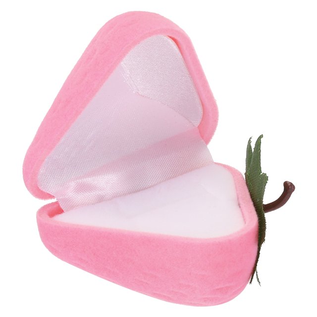 Unique Bargains Strawberry Ring Box Romantic Engagement Ring Box Jewellery Storage Pink