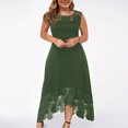 thumbnail image 1 of Jusqu'à 65 % de Rabais! Robes d'Été à la Mode pour Femmes 2024 Grande Taille Décontractées Unies à Col Rond Aguichant en Dentelle Sans Manches Amples à Enfiler, 1 of 7