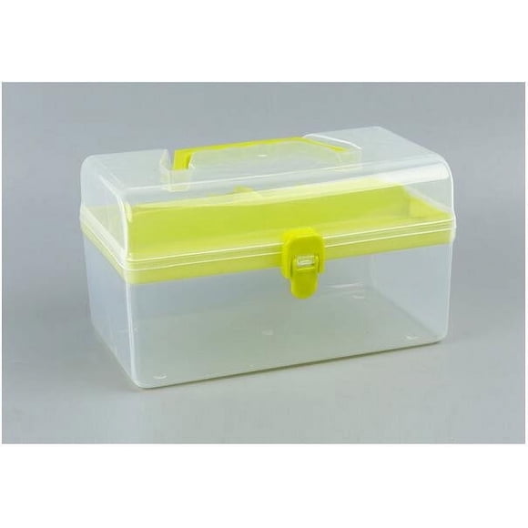 Transparent Tool Box Cozival Portable Plastic Tool Storage Box - Transparent Handled Organizer - Durable for Diy, Crafts & Hardware - Compact & Stackable for Garage, Car & Home, Yellow