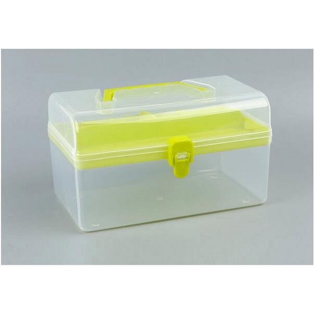 Transparent Tool Box Cozival Portable Plastic Tool Storage Box - Transparent Handled Organizer - Durable for Diy, Crafts & Hardware - Compact & Stackable for Garage, Car & Home, Yellow