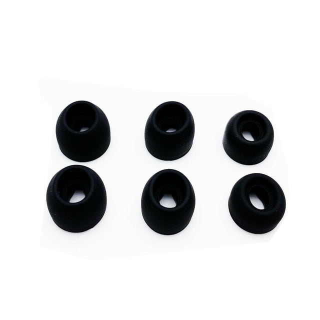 6 soft earbud ear tips in small, medium, and large sizes designed for Samsung Galaxy Buds Pro. Made from premium black silicone, these ear tips provide a secure fit, ergonomic design, and long-lasting comfort. Ideal for activities like running, jogging, and cycling. Package includes 3 pairs of ear tips.