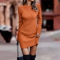 thumbnail image 2 of cfhntfmh Robes d'Automne pour Femmes Douces à Manches Longues Col Ras du Cou Robe Chandail en Tricot Décontractée Couleur Unie Moulante Grande Taille Robe Mini, 2 of 7