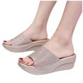 thumbnail image 3 of LSLJS Femmes Dames Mode Bout Rond Cristal Compensé à Enfiler Pantoufles de Plage Chaussures, Pantoufles pour Femmes, 3 of 9