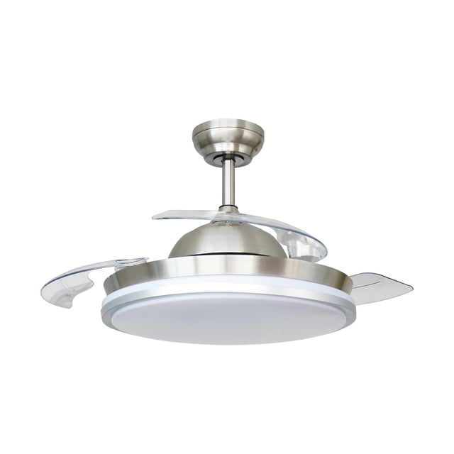 Xtricity - Ventilateur de Plafond Rétractable, Éclairage DEL, Télécommande Incluse, Nickel