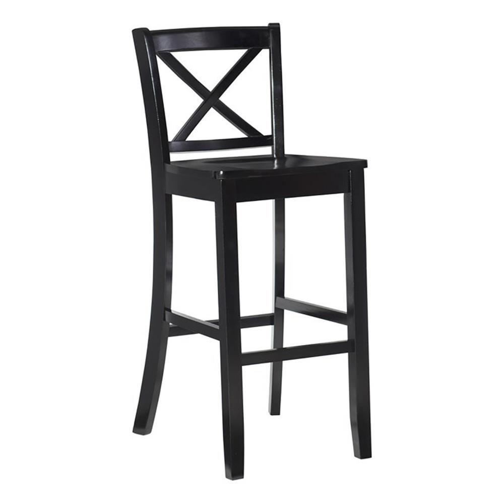 Pemberly Row 30" X-Back Transitional Wood Bar Stool in Espresso