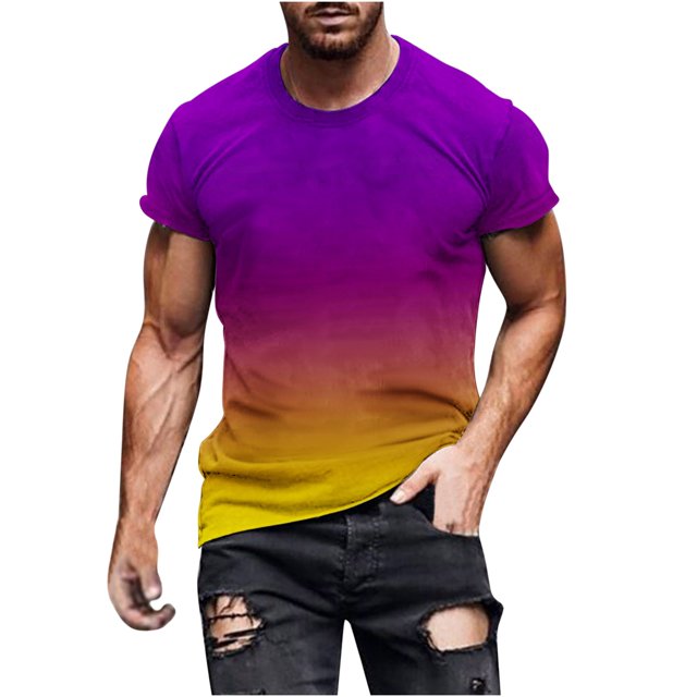 FAIWAD T-Shirt d'Été à Manches Courtes Dégradé pour Homme, Col Rond, Tendance, Coupe Ample, Chandail à Enfiler