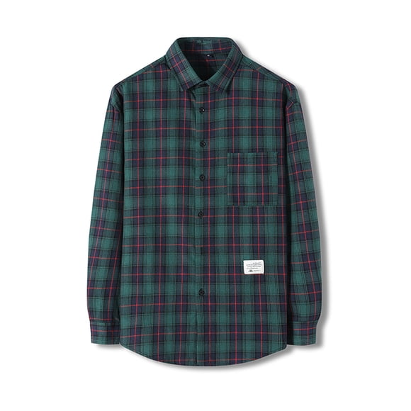 Gift For Men Men's All Cotton Flannel Shirt, Long Sleeve Casual Button Up Plaid Shirt, Brushed Soft Outdoor Shirts Keep Warm Outdoor Winter Coat,Mens Clothing,Men Shirts Clearance