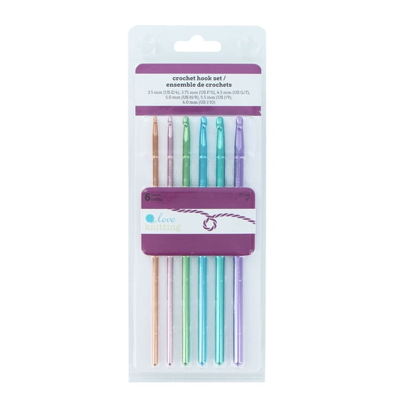 LOVE KNITTING Crochet Hook Set - 6 Pieces, 3.5-6 mm (0.24 in), 15 cm (5.9 in) Aluminium