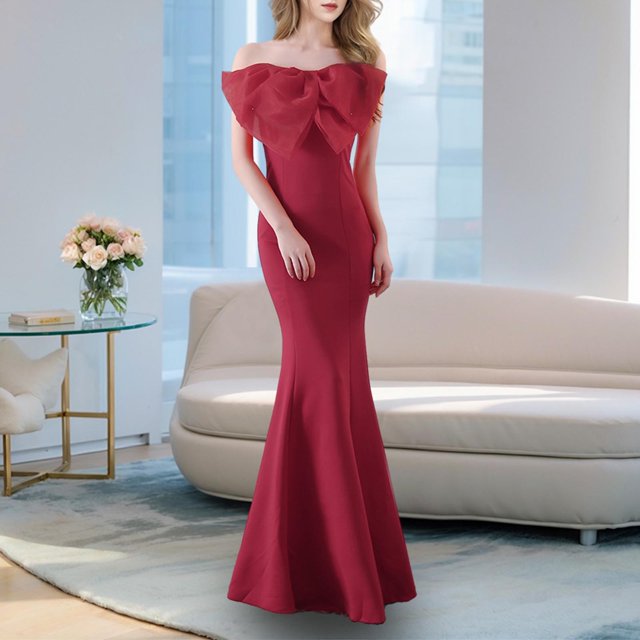 UPPADA Wedding Guest Dresses for Women One Shoulder Ruched Formal Evening Dress Wrap Ruffle Hem Dress Halter Bodycon Maxi Dress High Waist Party Prom Gown Cocktail Dress Clearance on sale