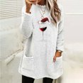 thumbnail image 2 of Pisexur Chandails en Molleton de Noël pour Femmes en Polaire Douce à Manches Longues Col Rond Imprimé Verre de Vin Rouge Chandail-Over Chaud d'Hiver avec Poches, 2 of 3