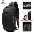 thumbnail image 2 of 1pc OZUKO Men's Anti-Theft Chest Bag With Password Lock And USB Charging Port,, 2 of 5