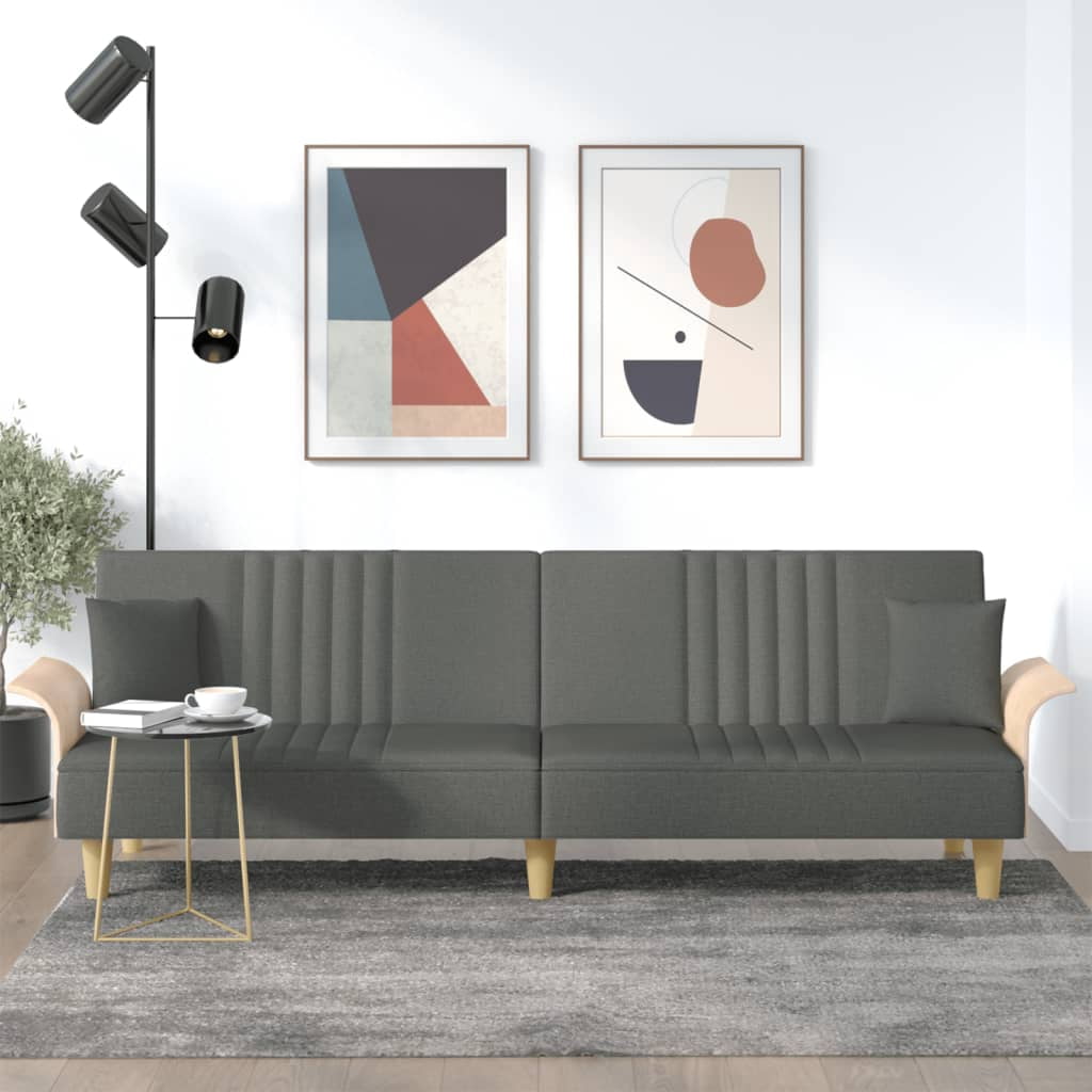vidaXL Sofa Bed with Armrests Dark Grey Fabric