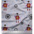 thumbnail image 1 of Soimoi Grey Moss Georgette Fabric Cartoon Machine & Gear Parts Hardware Printed Fabric 1 Yard 42 Inch Wide, 1 of 3