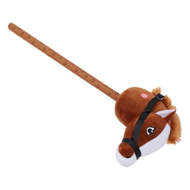 Stick Hobby Horse Riding Toy, 70cm Plush Stick Horse for Toddlers with Neighing Sounds, 2 Sound Effect Plush Handcrafted Hobby Horse, Stuffed Stick Horse for Baby Kids