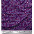 thumbnail image 1 of Soimoi Tissu Crêpe en polyester Violet Flocons de Neige et Baies Rouges Imprimés de Tissu au Mètre 42 Pouces de Large, 1 of 6