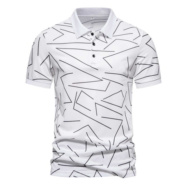 Cameland Mode Personnalité Homme Décontracté Ajusté Manches Courtes Imprimé T Manches Courtes Col Rabattu Blouse et Chemise