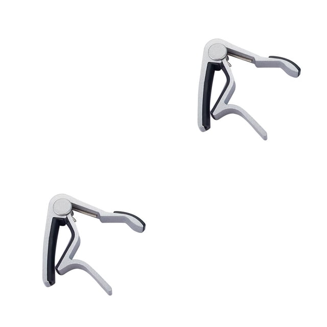 Langgg Guitar Streamlined Aluminum Guitar String Clip Clamp with Stainless Spring Silicone Handle silver 2Set