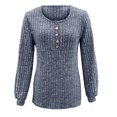 thumbnail image 4 of Besolor 2024 Chandails de Mode pour Femmes à Manches Longues Col Ras du Cou Décontractés Amples en Tricot Côtelé Chandails à Enfiler Hauts Bleu, 4 of 7