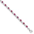 thumbnail image 1 of Bracelet en Argent Sterling 925 Rhodié Composite Rubis et Diamant, 1 of 2