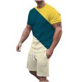thumbnail image 1 of Pantalons Courts pour Hommes T-Shirt Col Rond Décontracté Imprimé 3D Blouse à Manches Courtes et Ensemble de Pantalons, 1 of 5