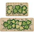 thumbnail image 1 of St Patricks Day Kitchen Decor Mats Set of 2, Non-Slip Absorbent Rug and Door Mats, Lucky Green Shamrock Clover Kitchen Floor Mat 17x29 and 17x47 Inch DM128, 1 of 6