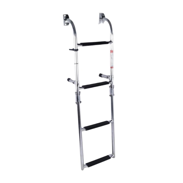 fastboy Boat Ladder Metal Heavy Duty Under Platform Slide Mount Boat Boarding Ladder 3 Steps silver 4 Steps